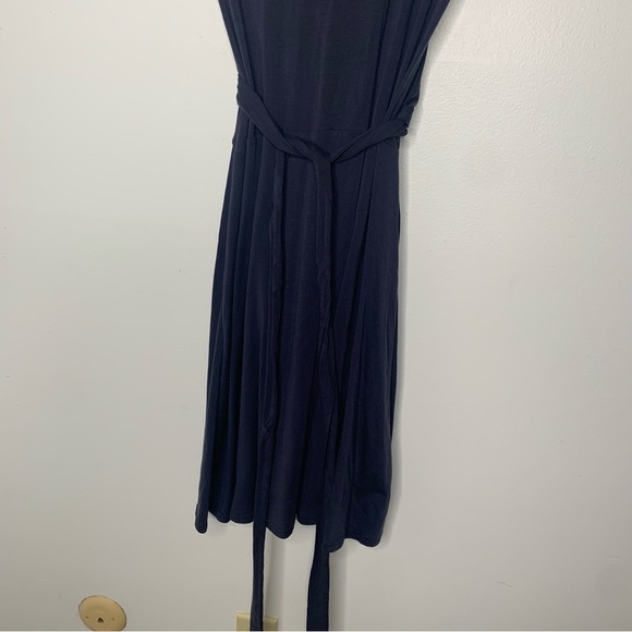 Garnet hill navy blue v neck tie waist mini dress - Picture 6 of 6